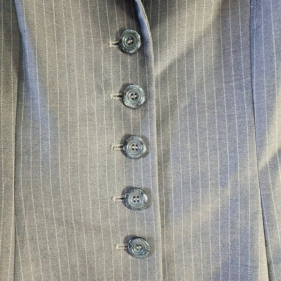 Escada Margaretha Ley Brown Pinstripe Button-Up Wool Mohair suit dress - Picture 4 of 15